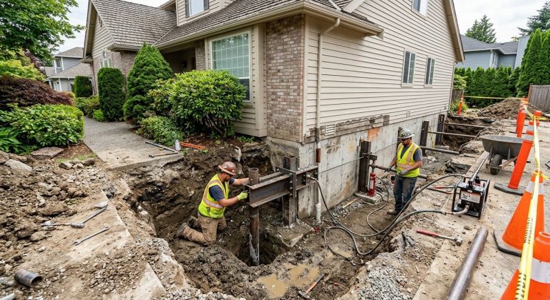 Our team working on Foundation Repair projects in Norwood, MA
