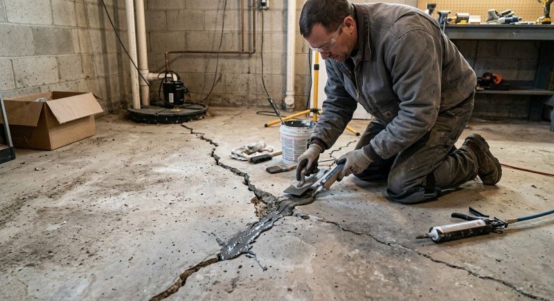 Cracked Basement Floor Repair in Norwood, MA