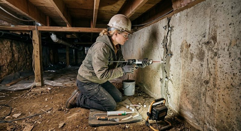 Cracked Foundation Repair in East Walpole, MA