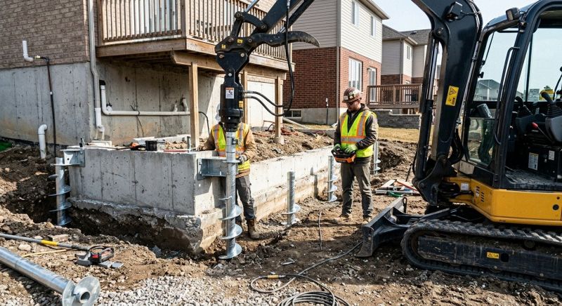 Helical Piers Installation in Norwood, MA