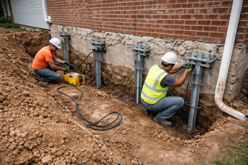 Helical Piers Installation in Norwood, MA