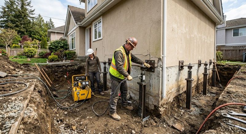Sinking Foundation Repair in Dedham, MA